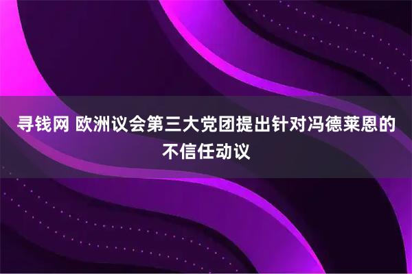寻钱网 欧洲议会第三大党团提出针对冯德莱恩的不信任动议