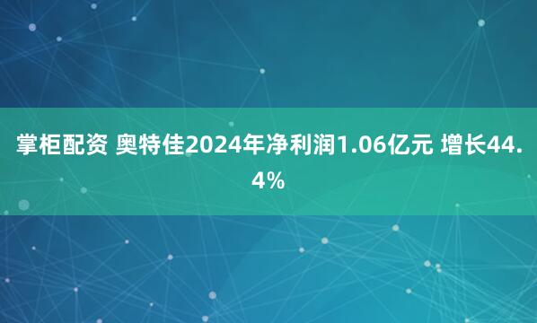 掌柜配资 奥特佳2024年净利润1.06亿元 增长44.4%