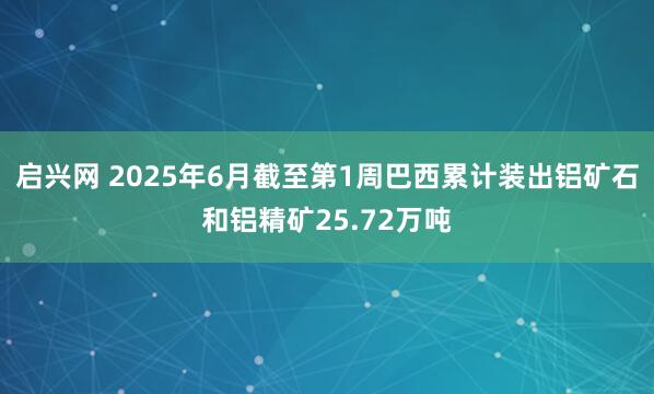 启兴网 2025年6月截至第1周巴西累计装出铝矿石和铝精矿25.72万吨