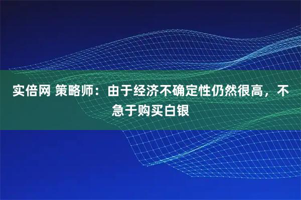 实倍网 策略师：由于经济不确定性仍然很高，不急于购买白银