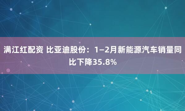 满江红配资 比亚迪股份：1—2月新能源汽车销量同比下降35.8%